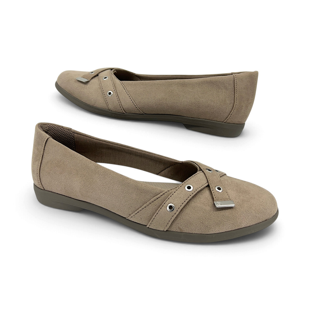 LifeStride Bzees Air Step Kira Ballet Flats Women's 11 M Latte Crisscross Strap